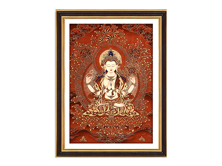 紅唐四臂觀音30*40cm