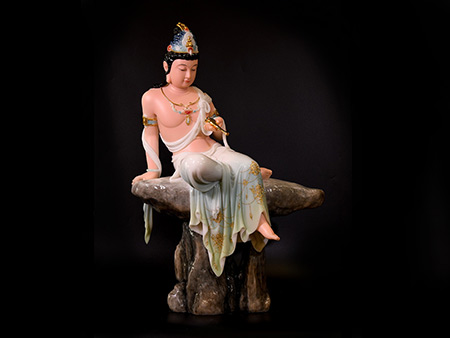 禪悅觀音68cm彩釉