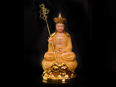 地藏王菩薩48cm玉黃鑲金