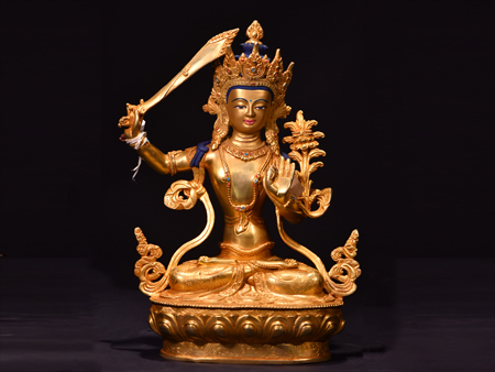 文殊菩薩鎏金33cm