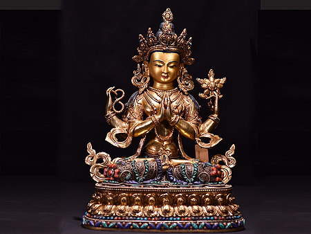 四臂觀音掐絲33cm