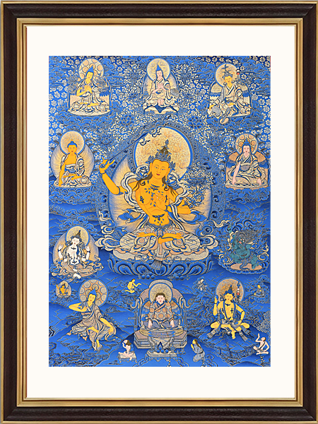 文殊菩薩藍唐100x70cm