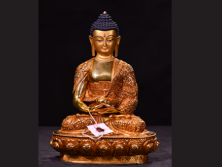 尼泊爾佛像阿彌陀佛鎏金33cm