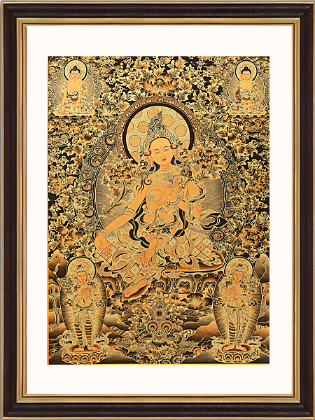 綠度母黑金100x72cm