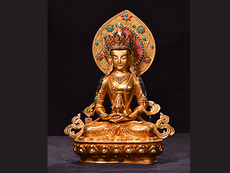 尼泊爾佛像長壽佛背光33cm