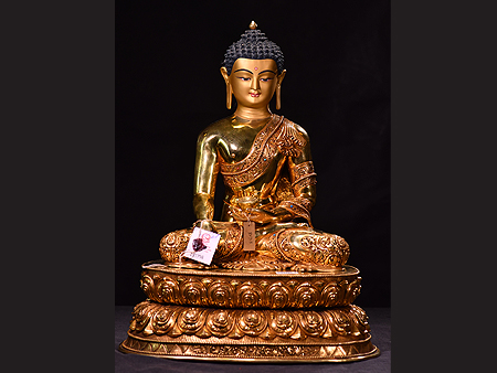 尼泊爾佛像釋迦牟尼佛鎏金46cm