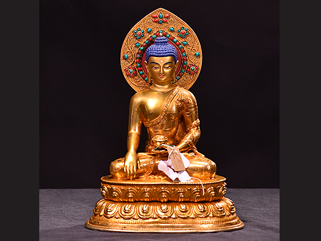 尼泊爾佛像釋迦牟尼佛背光33cm