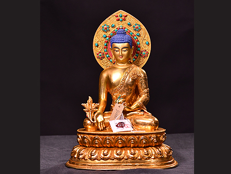 尼泊爾佛像藥師佛背光33cm