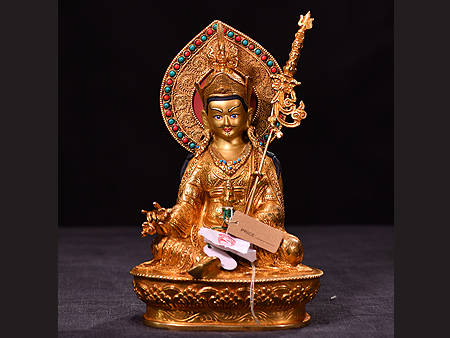 尼泊爾佛像蓮花生大師背光23cm