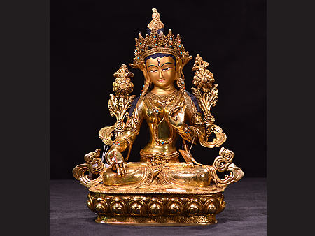尼泊爾佛像白度母鎏金34cm