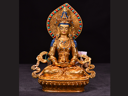 尼泊爾佛像長壽佛背光23cm