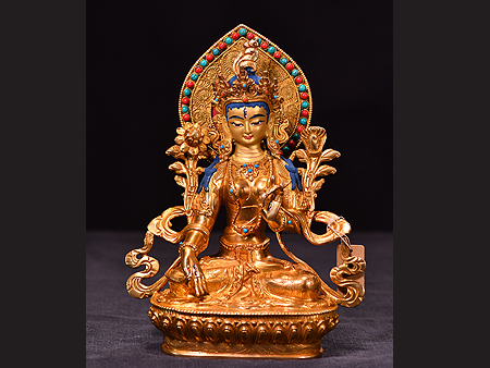 尼泊爾佛像白度母背光23cm