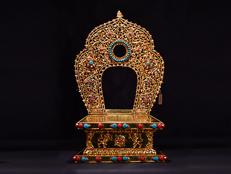 尼泊爾佛像底座背光鎏金60cm