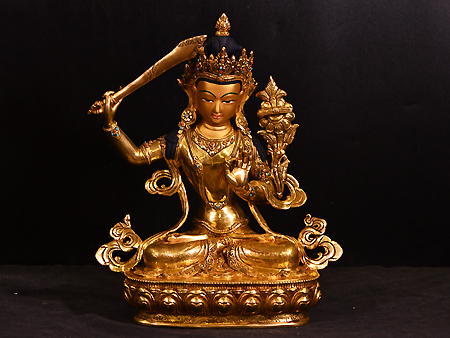 尼泊爾佛像文殊菩薩鎏金33cm