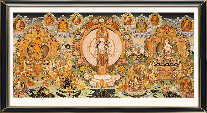 千手觀音雪域三怙主200*100cm