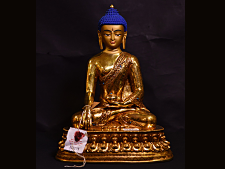 尼泊爾佛像釋迦牟尼佛鎏金29cm