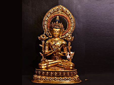 尼泊爾佛像白文殊菩薩鎏金50cm