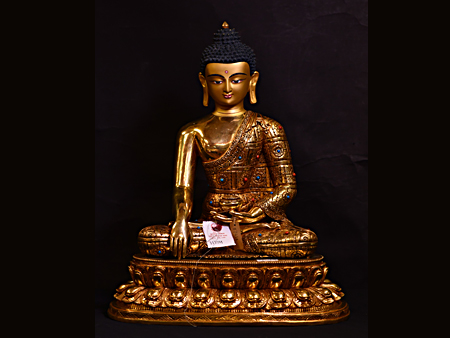 尼泊爾佛像釋迦牟尼佛鎏金43cm