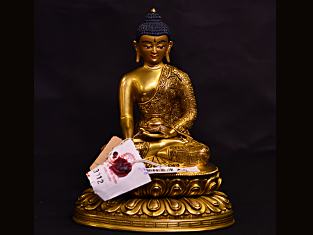 尼泊爾佛像釋迦牟尼佛鎏金17cm