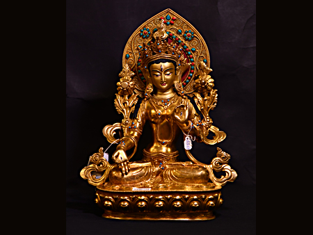 尼泊爾佛像白度母背光33cm