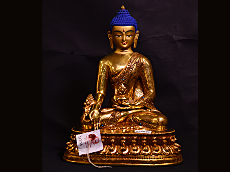 尼泊爾佛像藥師佛鎏金29cm