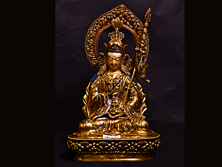 尼泊爾佛像蓮花生大師鎏金27cm