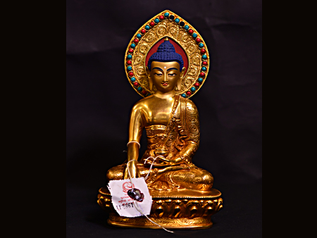 尼泊爾佛像釋迦牟尼佛背光23cm