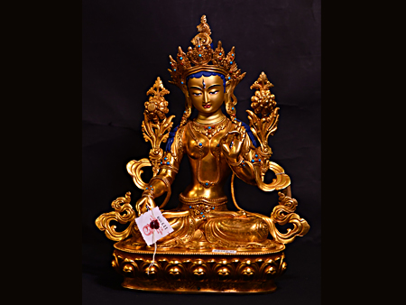 尼泊爾佛像白度母鎏金35cm