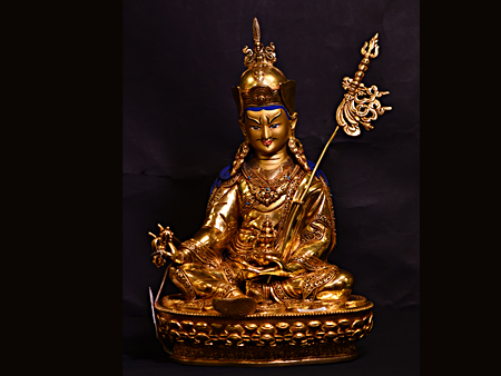 尼泊爾佛像蓮花生大師鎏金36cm