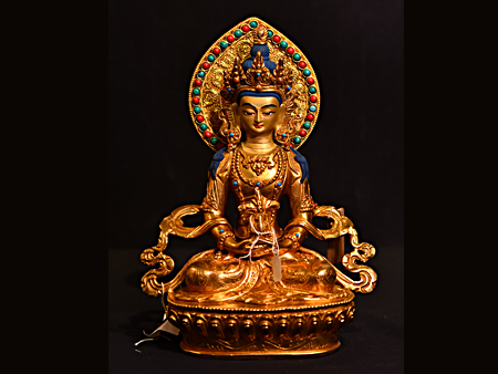 尼泊爾佛像長壽佛背光23cm