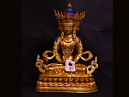 尼泊爾佛像大日如來鎏金33cm