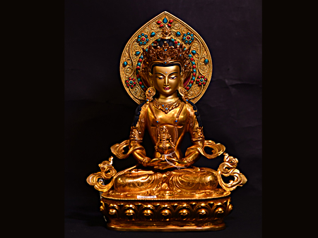 尼泊爾佛像長壽佛背光33cm