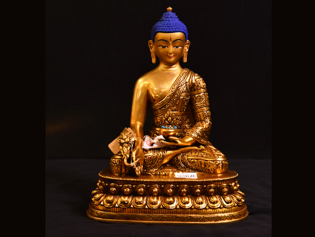 尼泊爾佛像藥師佛鎏金33cm