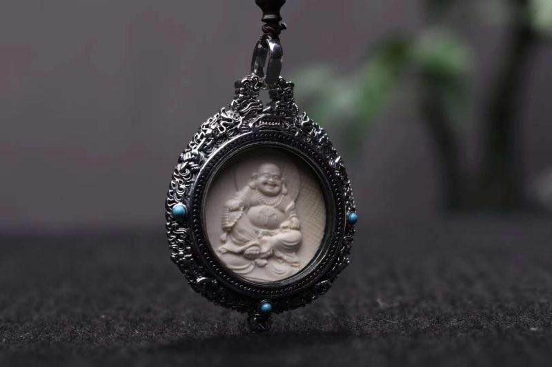 猛犸牙藏銀九宮八大守護-彌勒佛