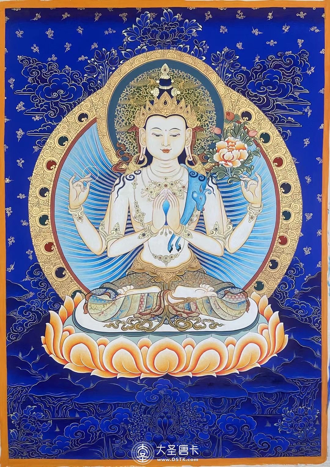 四臂觀音藍唐高80公分