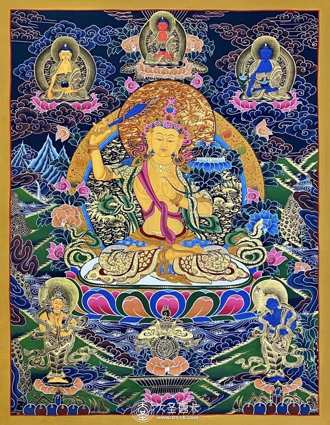 文殊菩薩，尺寸70×55厘米（畫芯63×48）