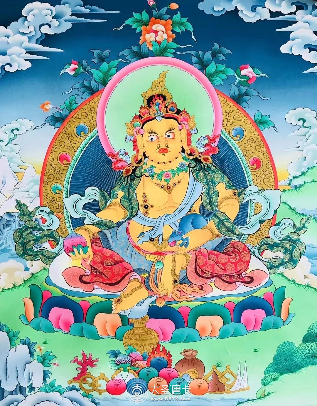 噶瑪噶赤畫派精唐品?卡《財黃?神》85-60CM 左右