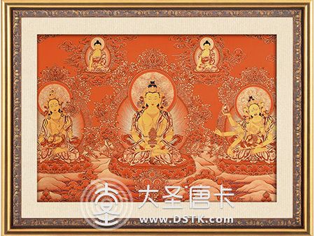 紅唐長壽三尊120x60cm