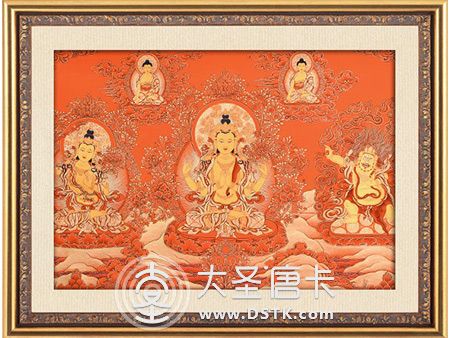 紅唐雪域三怙主120x60cm