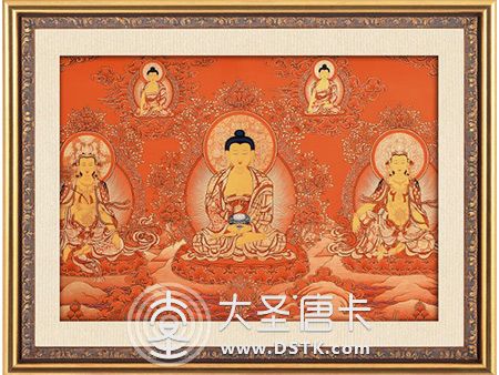 紅唐西方三圣120x60cm