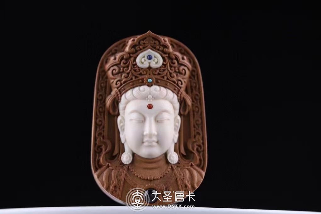 檀香加猛犸牙觀音佛牌