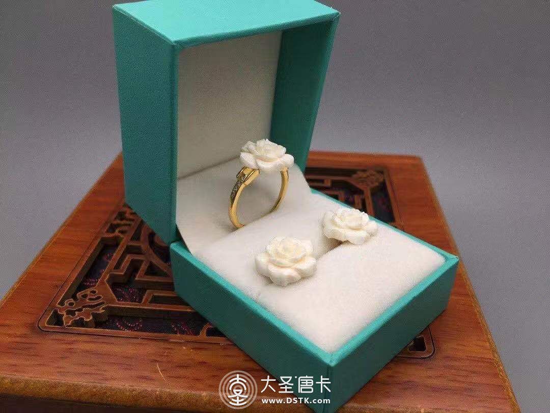 猛犸象牙戒指耳環套裝