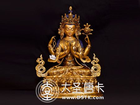 四臂觀音鎏金34cm精品