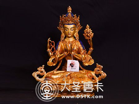 四臂觀音鎏金34cm