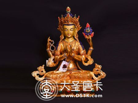 四臂觀音鎏金34cm