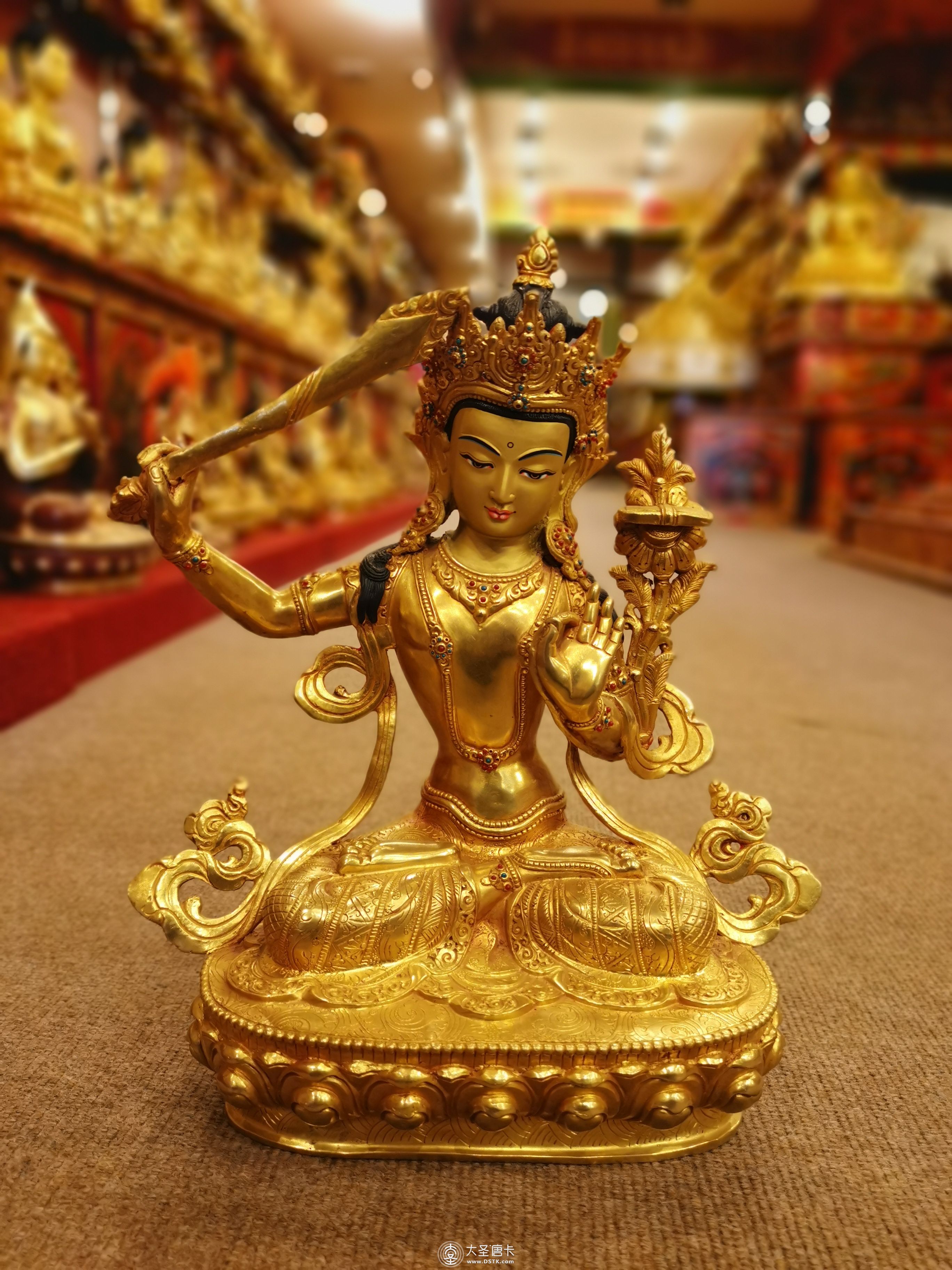 文殊菩薩鎏金33cm