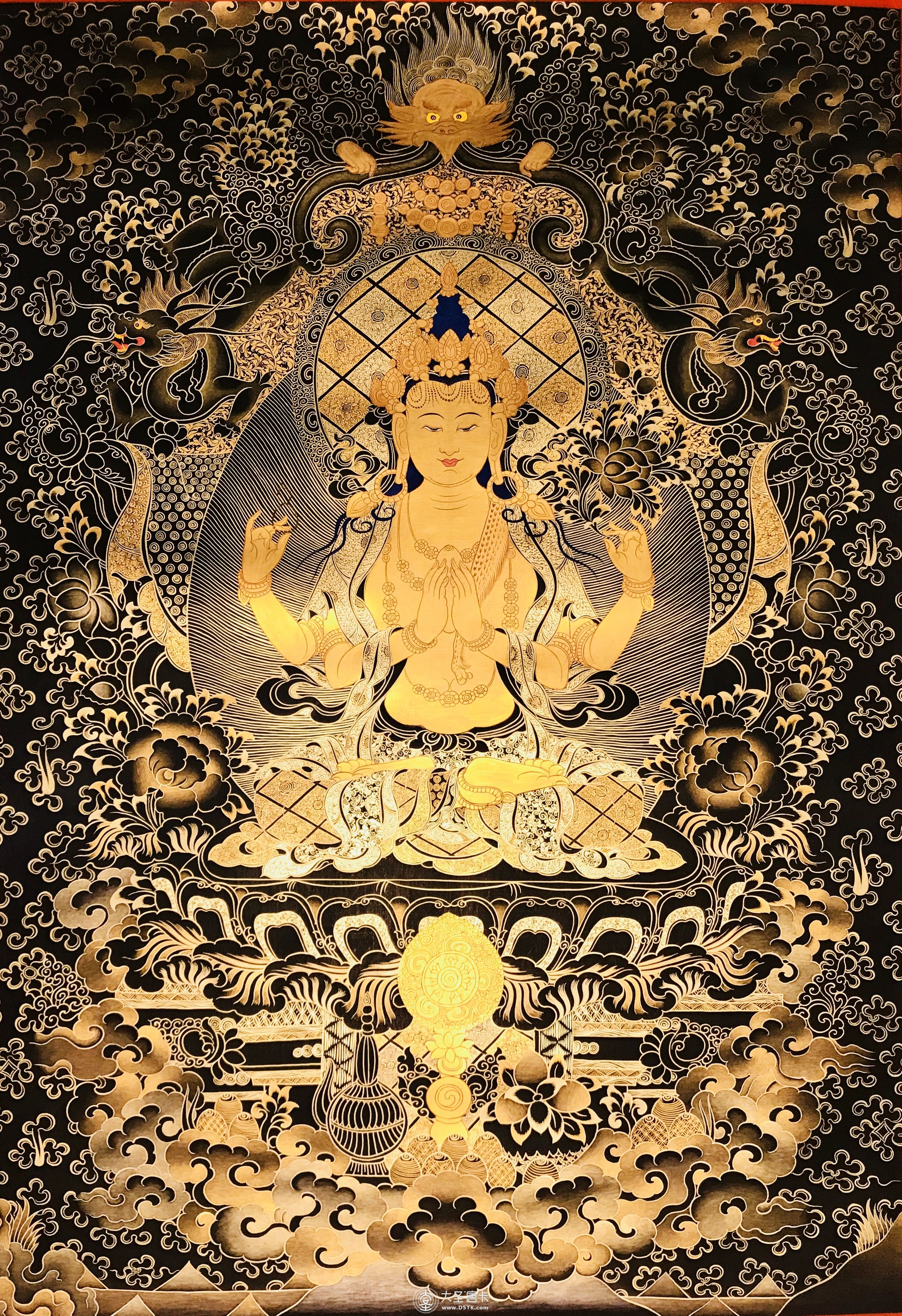 黑金四臂觀音80×60cm