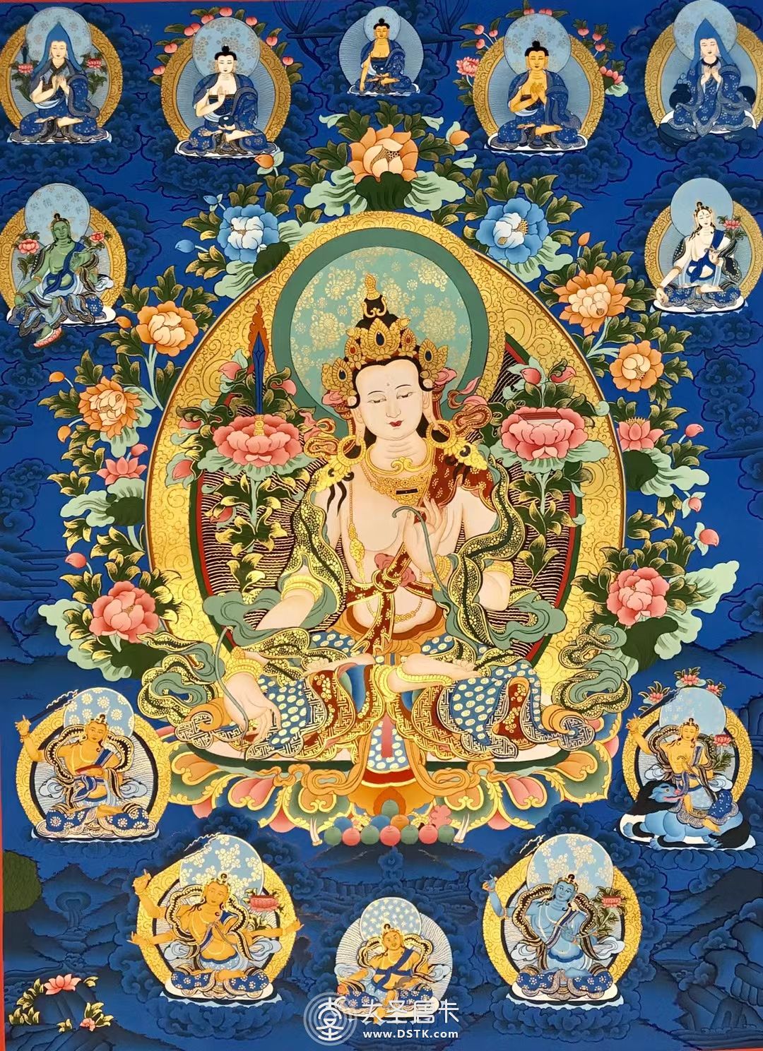 文殊菩薩藍唐85×60cm