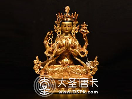 四臂觀音鎏金23cm