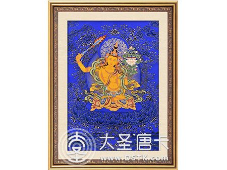 文殊菩薩藍唐40x60cm